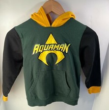 Aquaman Sweatshirt Hoodie -- Green Boys Size Small 4-5 