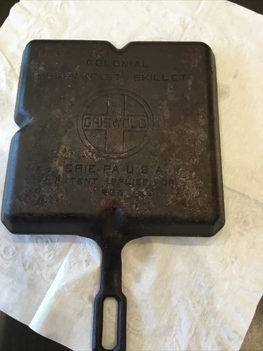 Griswold Cast Iron Colonial Divided Breakfast Skillet Erie 666 C Lays Flat