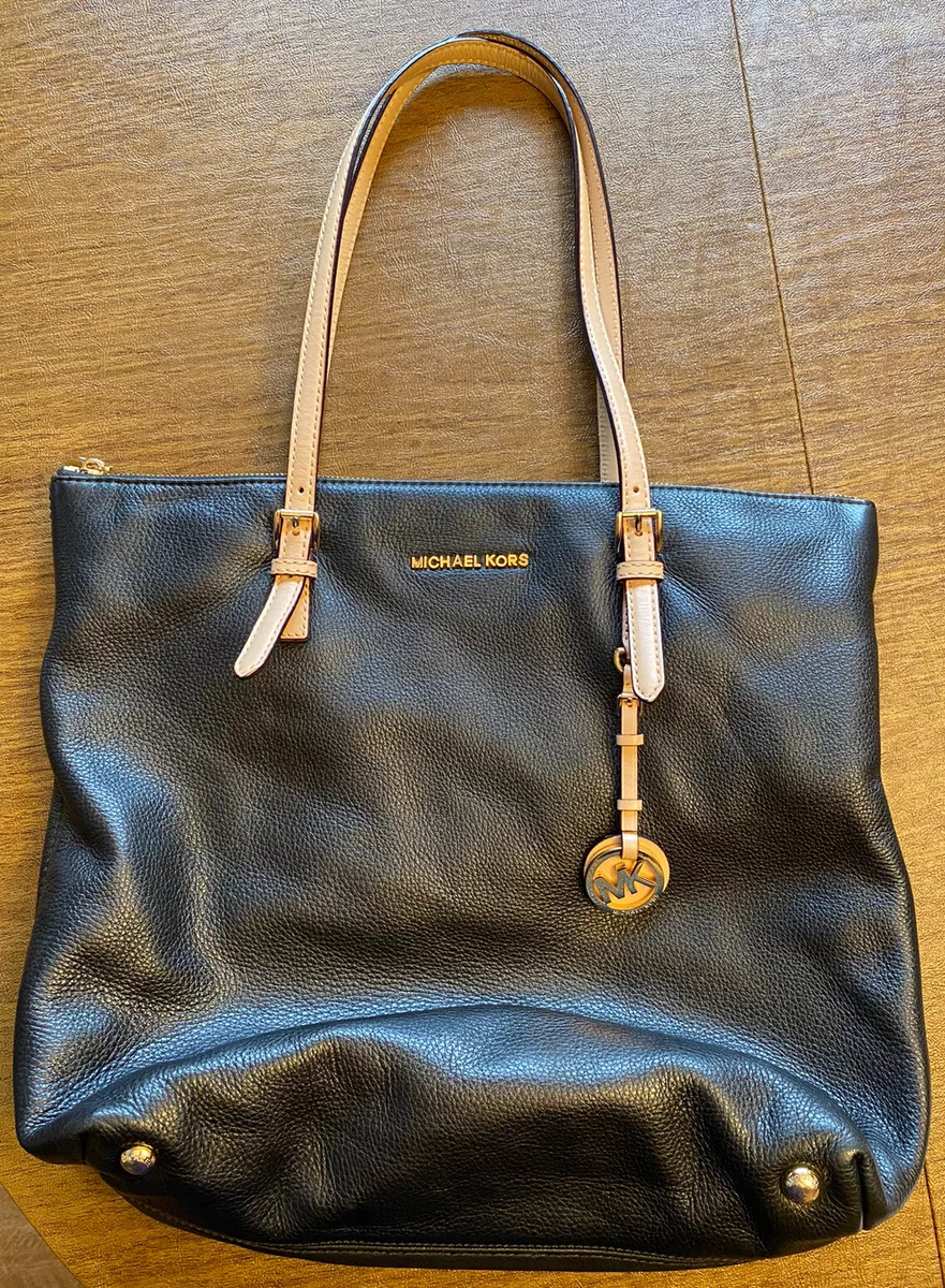 Michael Kors Black Pebbled Leather Zip Top Tote eBay