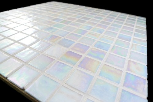 White Iridescent Mosaic Glass Tile for Kitchen & Bath - Picture 5 of 7