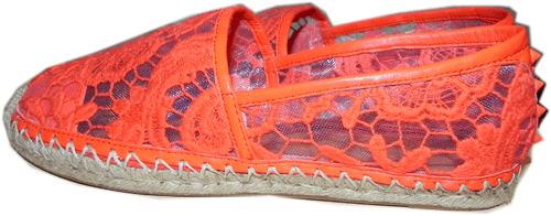 Rebecca Minkoff Red Genny Lace Espadrilles 8.5 Flat Shoes Macrame Ballet Spike - Foto 5 di 7