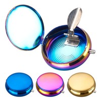 3 X Taschenaschenbecher Mini Mit Deckel Kleiner Reiseaschenbecher Bunt Blau