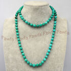 Gemstone Beads Knotted Necklace 16-32' 6/8/10mm Natural Green Turquoise Round