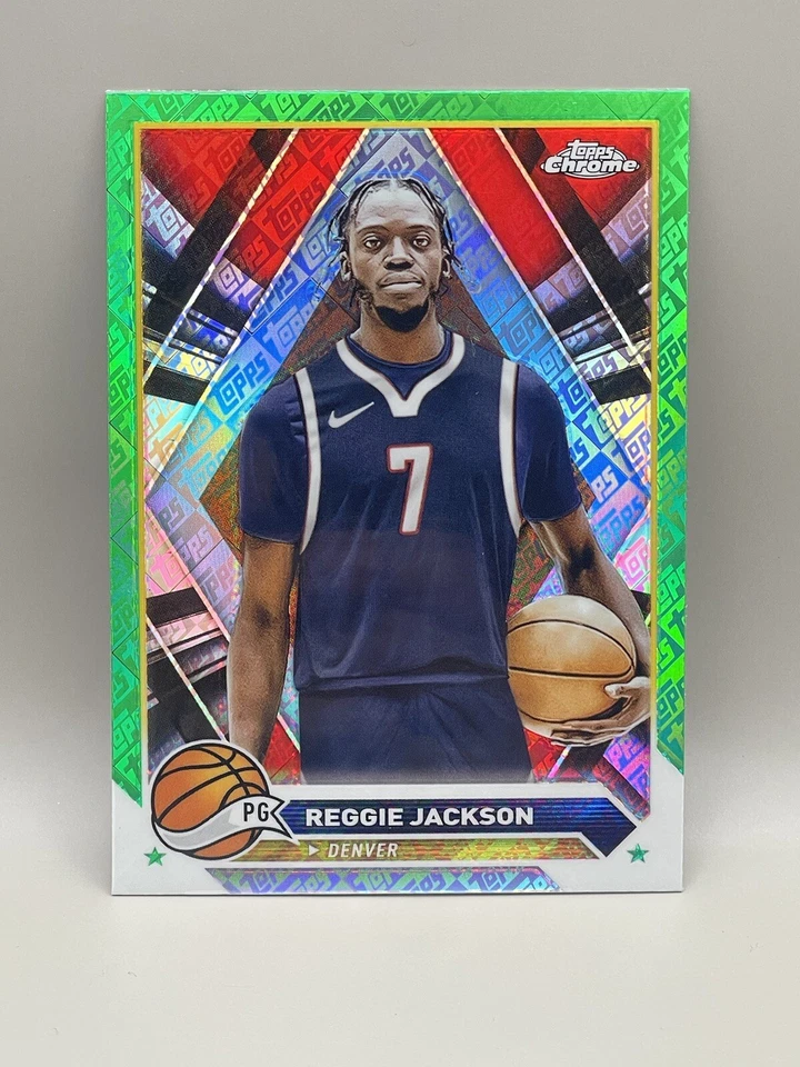 Reggie Jackson - Nuggets - Topps Chrome 2023/24 - Green Logo Refractor - #168 - Image 2 of 3