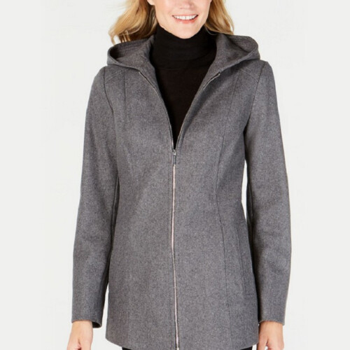 London Fog Hooded Wool Zipper Pockets 