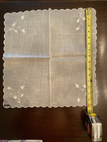 Vintage Made in Switzerland linen wedding Handkerchief Hanky 16" sq never used - Picture 7 of 7