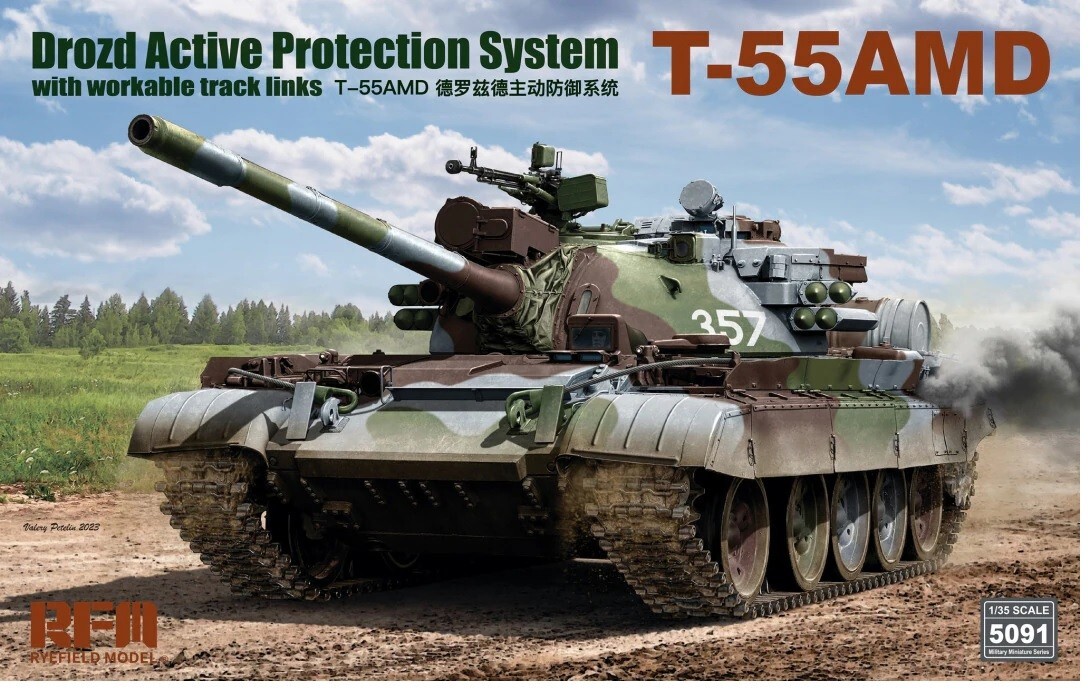 Rye Field 1/35 T-55AMD Drozd APS w/workable track links #RM-5091