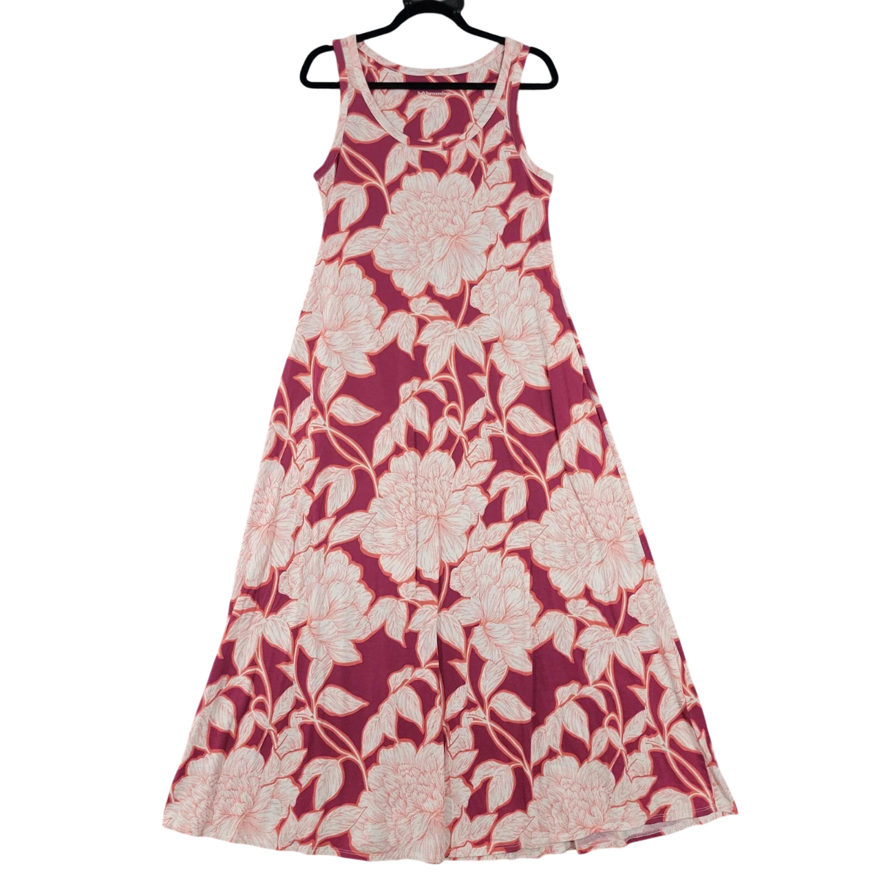 SOFT SURROUNDINGS Pink Floral Santiago Sleeveless Maxi Tank Dress SIZE MEDIUM