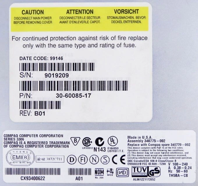 Streamer Compaq 340770-002 340775-002 30-60085-17 Tape Drive 20/40GB Dlt SCSI - Image 3 of 3
