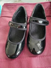 Black Patent Leather Tap Shoes Girls Size 10.5C