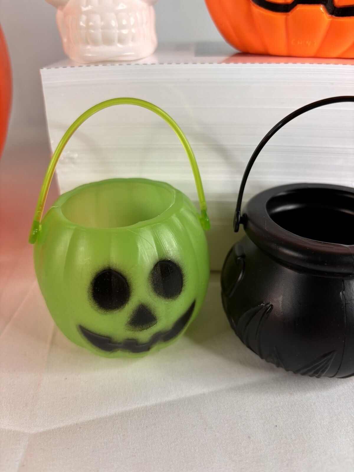 Halloween Alien Treat Bucket Collection 4 Mini Pails Framed Vintage Treat Bag