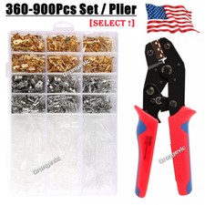 900X Assorted Spade Crimp Connectors/Plier Male Female Electrical Wire Terminals
