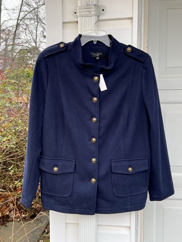 Neu mit Etikett Talbots wunderschöner marineblauer gefütterter hochgeschlossener Blazer im Militärstil 20 W