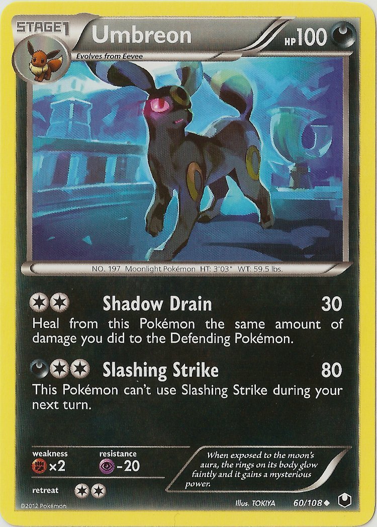 1x Umbreon - 60/108 - Uncommon Lightly Played Pokemon BW - Dark Explorers