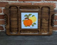Vintage Wood Cheese and Crackers Cutting Board Tile Snack Charcuterie Tray 