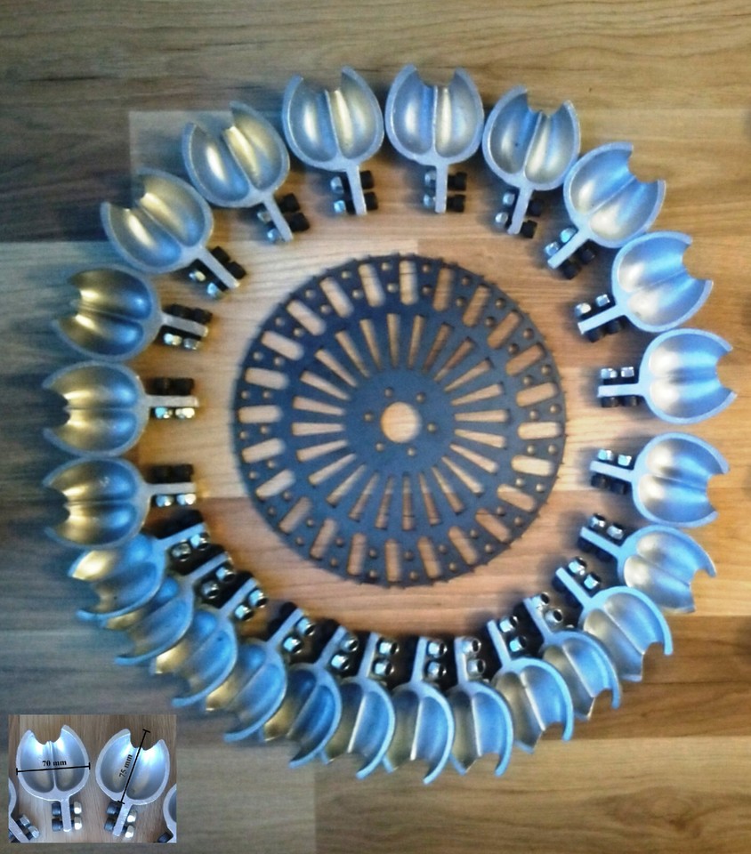 Roue de turbine Pelton, 24 cuillères assemblées 390 mm 15,36 pouces