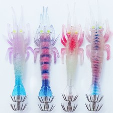 4pcs/lot Soft Shrimp Squid Hook 10g11cm Luminous Fishing Lure Artificial Bait