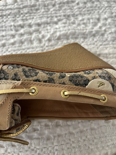 Women's Sperry Top-Sider Tan Leather Cheetah Wedge Heels 7 M - Picture 8 of 13