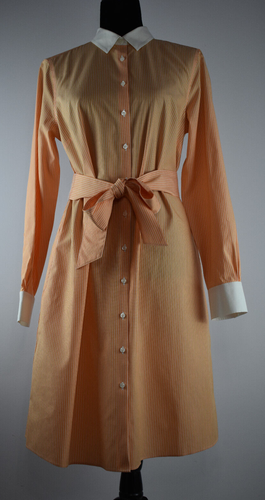 NWT Brooks Brothers Sz 10 Long Sleeve Shirt Dress Striped Bow Belt White Orange - Picture 3 of 15