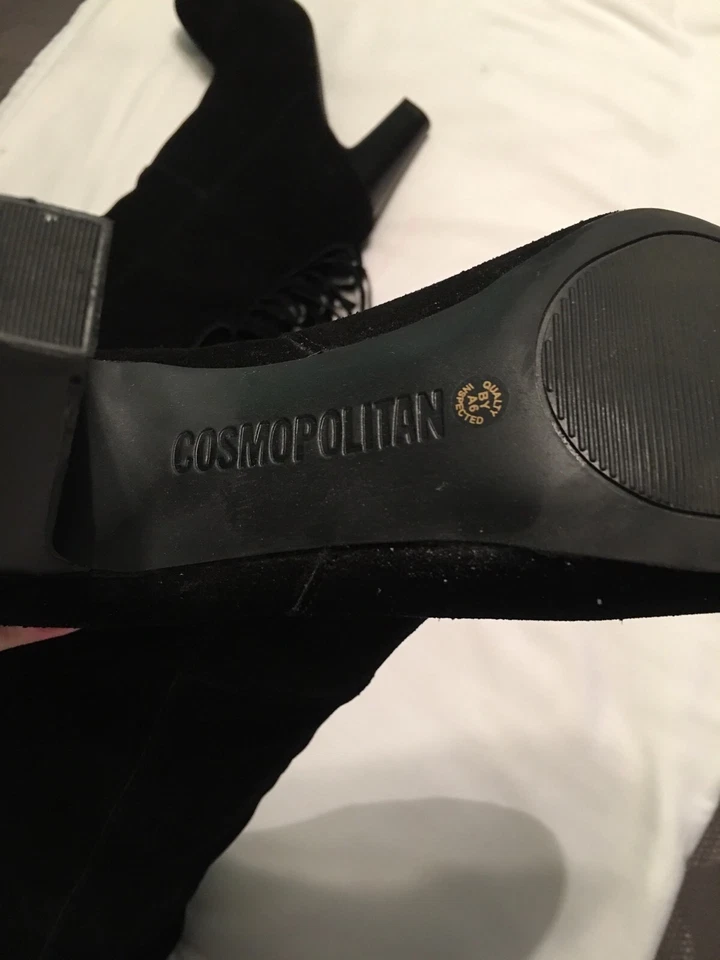 BOTAS MUJER COSMOPOLITAS NEGRAS MODA FLECOS 6.5 6 1/2 MEDIANAS MSP $60.00 Foto 4 de 4