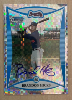 2008 Bowman Chrome Prospects Brandon Hicks X-fractor Autograph Card  199/250