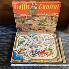 German 1950’s Technofix No. 295 Traffic Control Wind-Up Set w/3 Vehicles & 1 Key