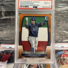 2023 Bowman Chrome #WBC-43 David Fletcher WBC Flag Team Italy Orange 7/25 PSA10