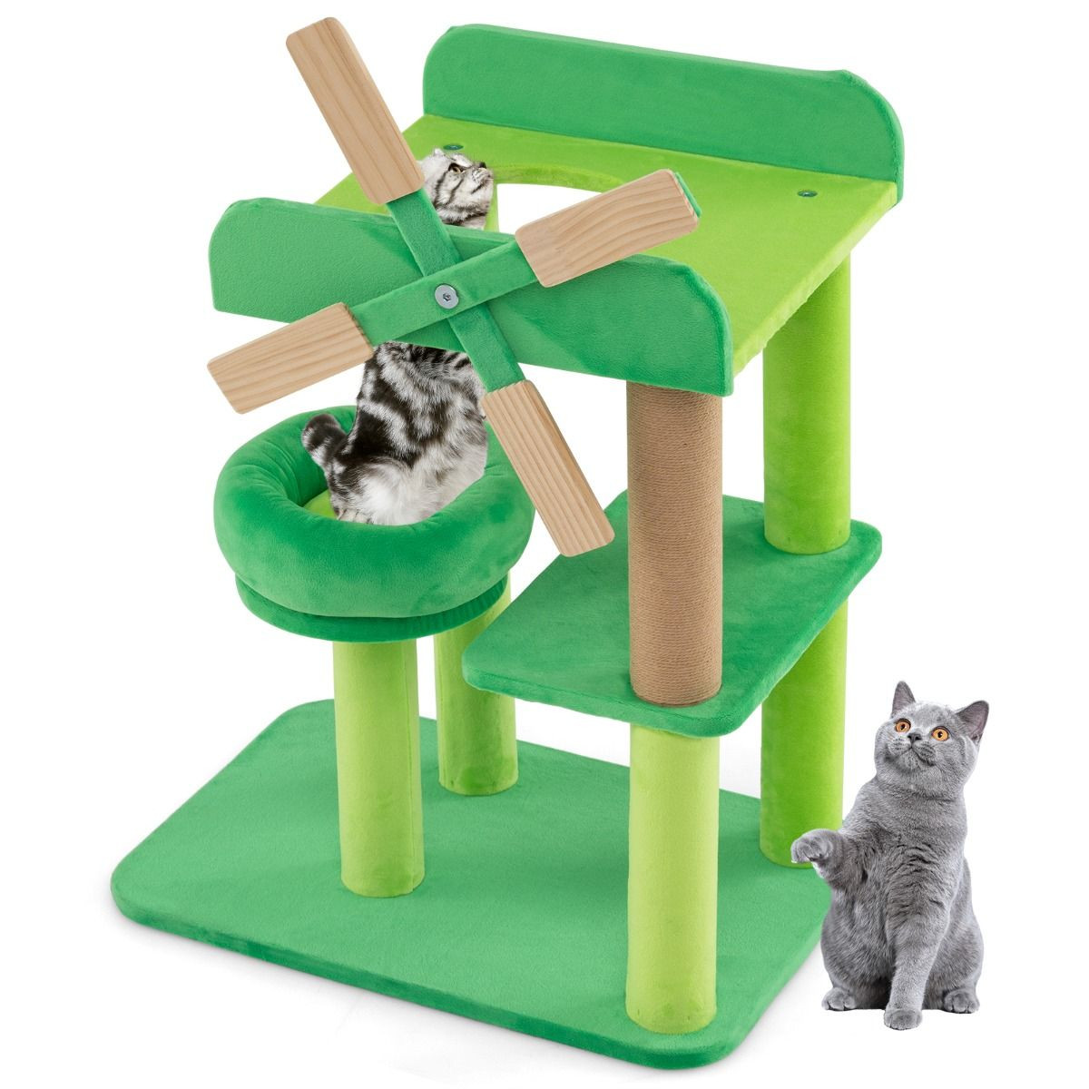 Torre per Gatti Moderna 60cm - Mulino a Vento e Comfort Rotondo