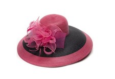 AUGUST HATS Kentucky Derby wide brim church wedding party hat - Fuchsia Pink