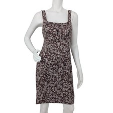 Y2K Brown Polka Dot Midi Dress Babydoll Square Neck Milkmaid Minimalist Size 8