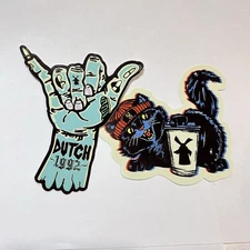 Lot of 2 Halloween Dutch Bros Coffee Stickers Zombie Hand Creep it Real #A30