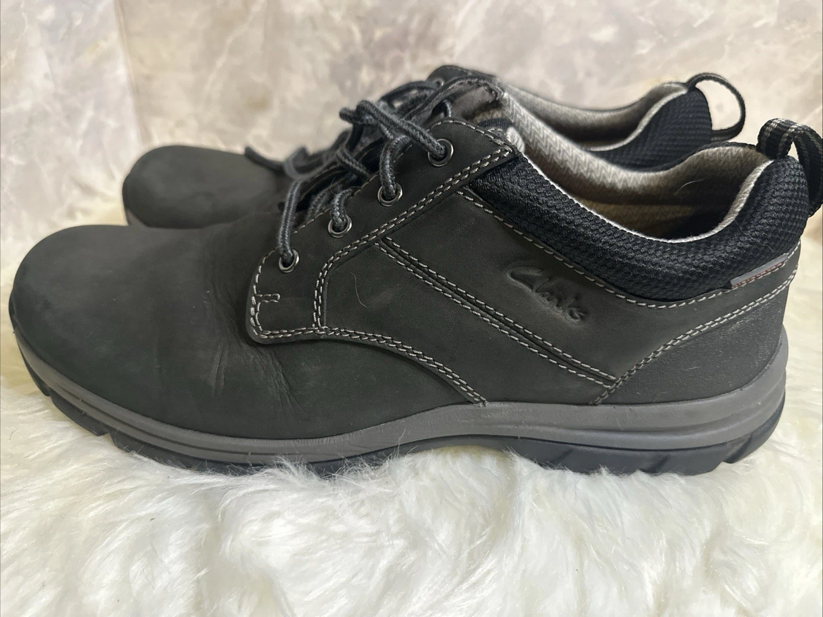 Scarpe da trekking Oxford Clarks uomo Walpath basse stringate pelle nera impermeabili 11 5