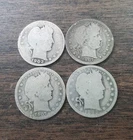 Barber Quarter Lot of 4 circulated- 90% silver FREE Shipping!