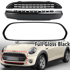 Full Black Front Upper Grille Set w/Plate Plinth For Mini F55 F56 F57 2014-2018
