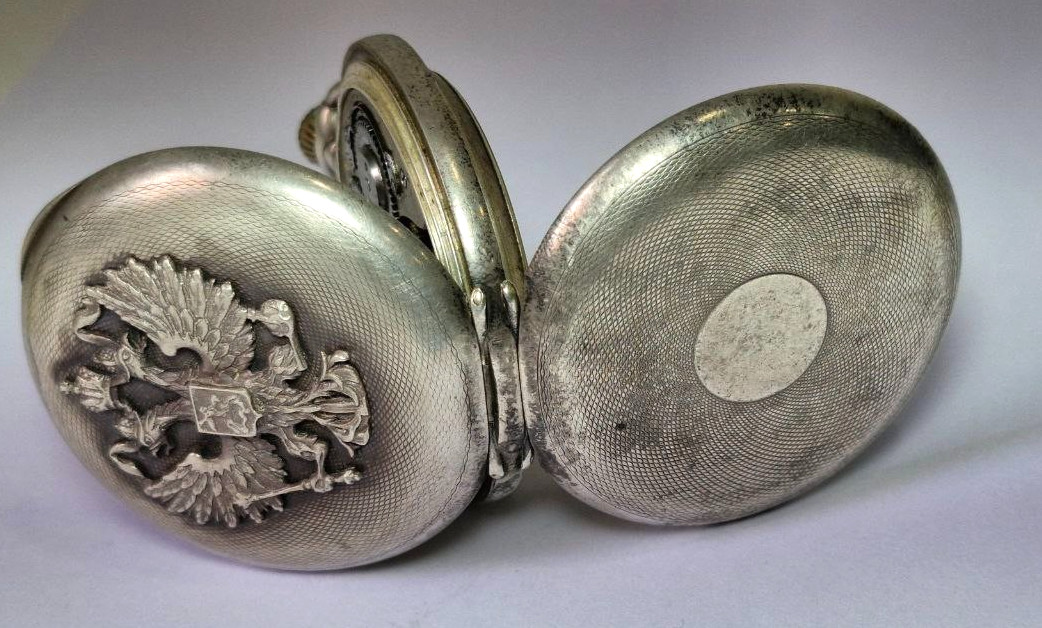Antique WWI Pocket Watch Paul Moser Silver 84 / 875 Imperial Russia Double Eagle