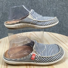 Spenco Shoes Womens 9 Siesta Stripe Mules Slip On Comfort White Blue Canvas