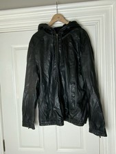 Emporia Armani Mens Leather Hooded Bomber Jacket XL 56