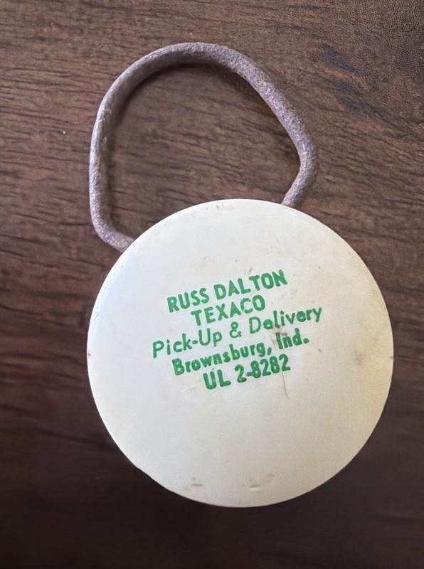 INDIANA Brownsburg RUSS DALTON TEXACO Advertise Keychain Gas Oil Auto Chevron