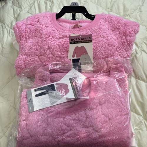 BCBG Girls 3Pc Plush Outfit Set Pink Size 3T (1) Pullover (1) Tee (1) Legging - Picture 16 of 16