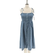 19898 Gap Chambray Smock A Line Dress Blue size Small preppy western summer
