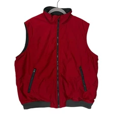 Chaps Vest Mens XL Red Fleece Lined Zip Front Sleeveless Jacket Polyester