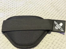 Black Youth Sports Protective Gear with Adjustable Strap and Mesh Backing