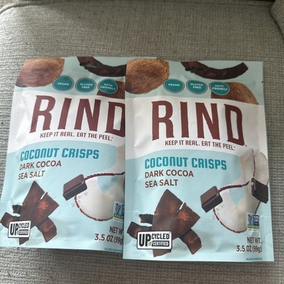 2 bags of. RIND Coconut Crisps Dark Cocoa Sea Salt 