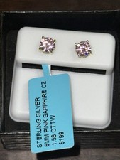 Gold Over Sterling Silver 925 Pink Sapphire CZ Earrings 1.56CTW