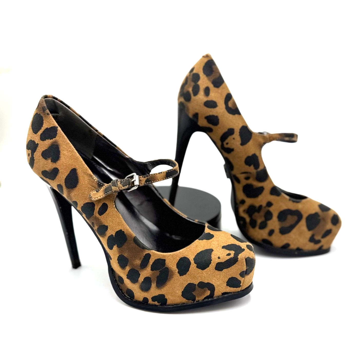 Simply Vera Leopard Print Stiletto Heels Mary Jane Women's Size 6M Pre-Owned