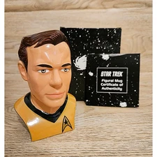 Star Trek Captain Kirk Ceramic Mug 1994 Vintage Certificate of Authenticity NEW