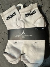 NIKE JORDAN LIGHTWEIGHT ANKLE WHITE  BLACK SOCKS PACK 6 PAIRS SIZE 5Y-7Y 20.00