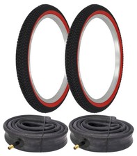 PAIR OF BLACK/RED BIKE PRO TIRES W/HEAVYDUTY TUBE IN 20X1.95 X-PERFORMER TREAD