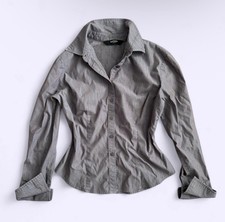 Vintage Y2K Express Fitted Grey Shirt Blue Sa...