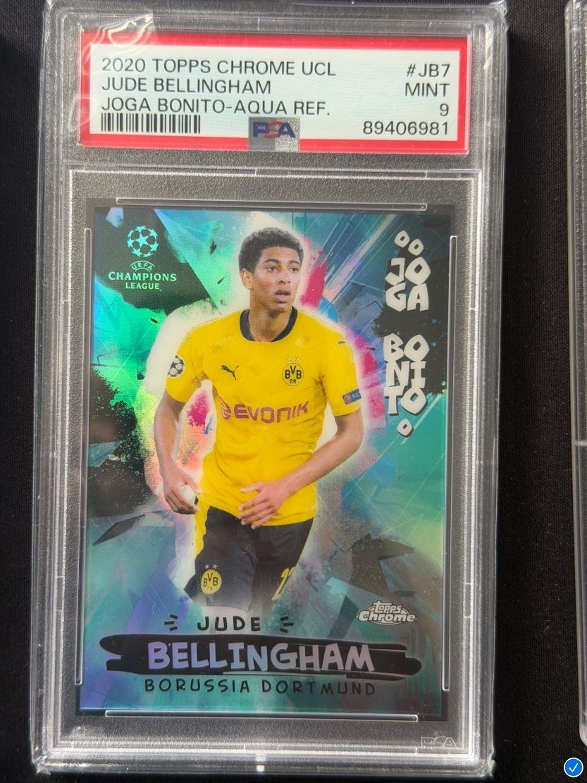 2020 Topps Chrome UCL Jude Bellingham Joga Bonito Aqua #JB7 PSA 9 185/199 view 3